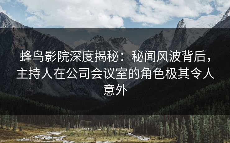 蜂鸟影院深度揭秘：秘闻风波背后，主持人在公司会议室的角色极其令人意外