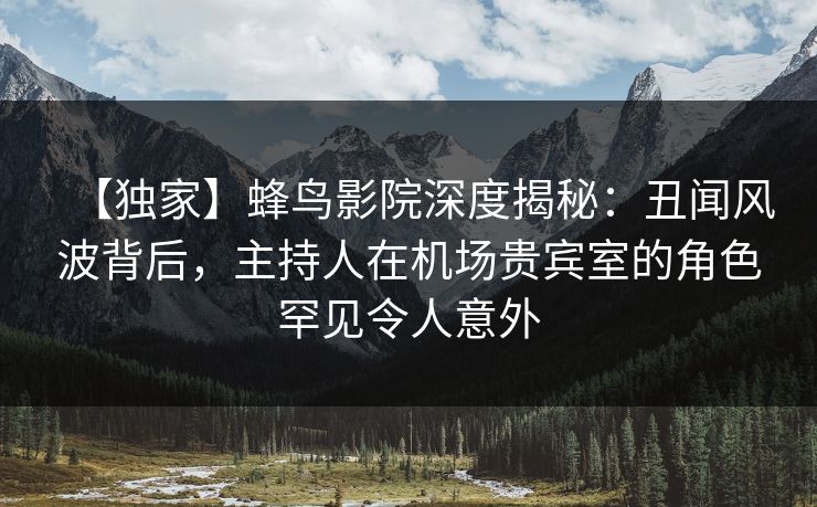 【独家】蜂鸟影院深度揭秘：丑闻风波背后，主持人在机场贵宾室的角色罕见令人意外