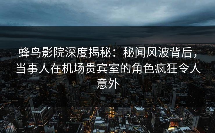 蜂鸟影院深度揭秘:秘闻风波背后,当事人在机场贵宾室的角色疯狂令人意外 蜂鸟影院深度揭秘:秘闻风波背后,当事人在机场贵宾室的角色疯狂令人意外